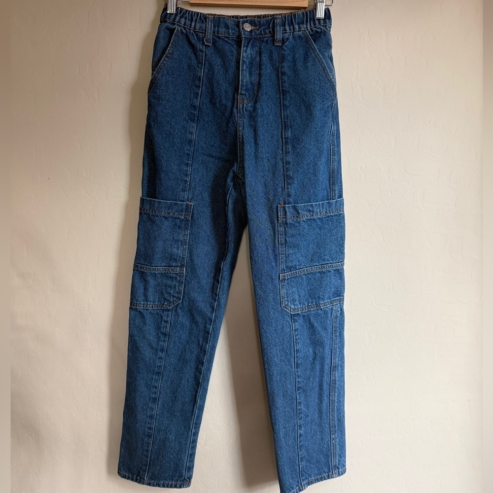 Nordstrom B.P. Carpenter Jeans Medium Wash Patch Pocket Straight Leg Juniors 27